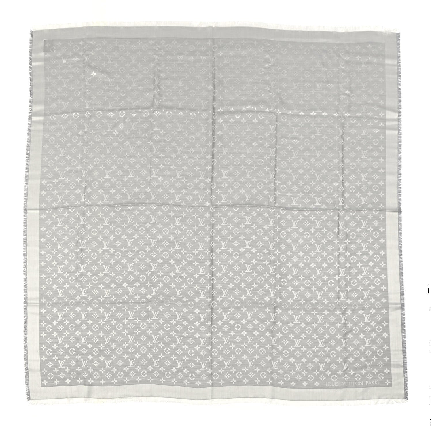 Louis Vuitton Wool Silk Monogram Denim Shawl Pearl Grey 1 of 3