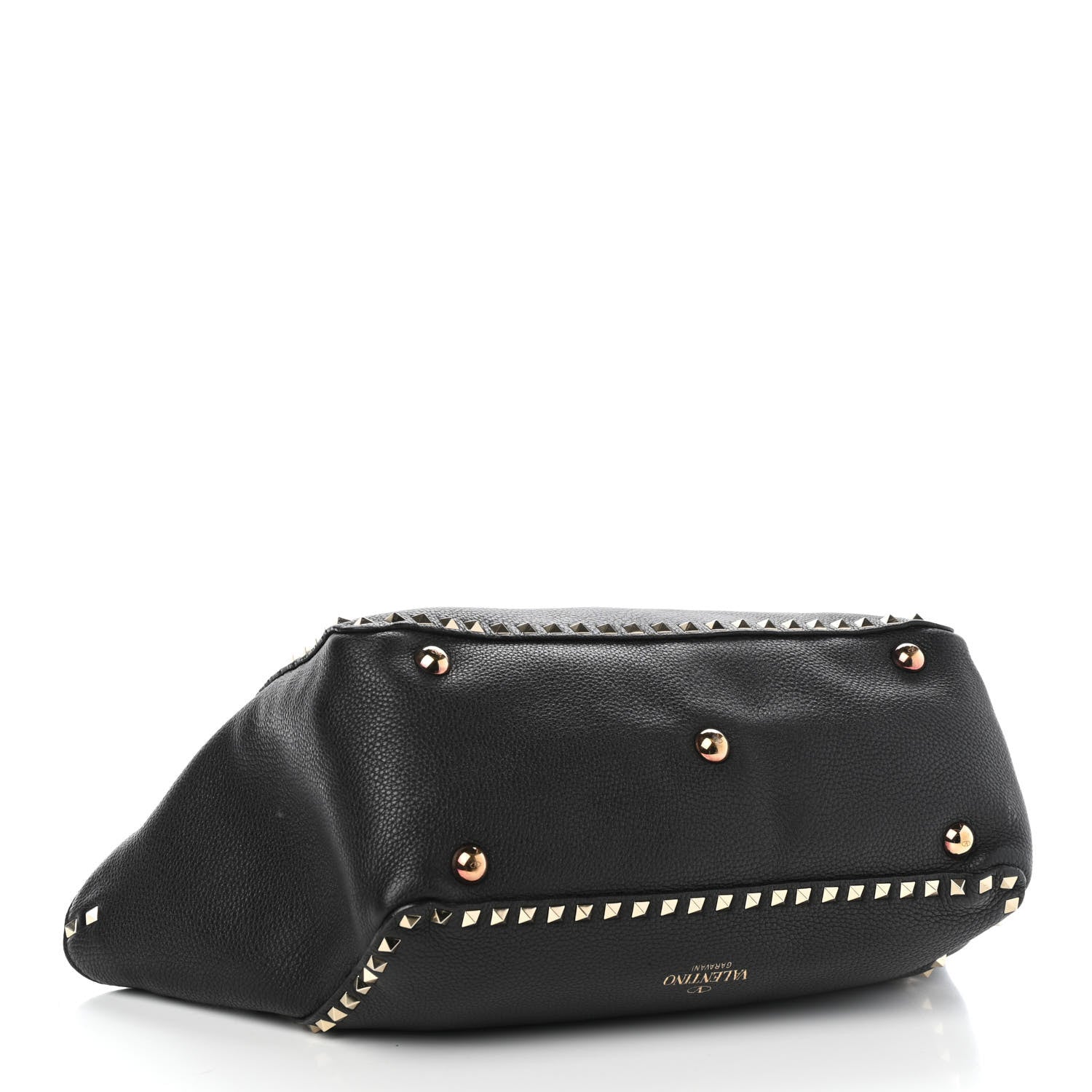 Valentino Garavani Pebbled Calfskin Medium Rockstud Tote Black 3 of 4