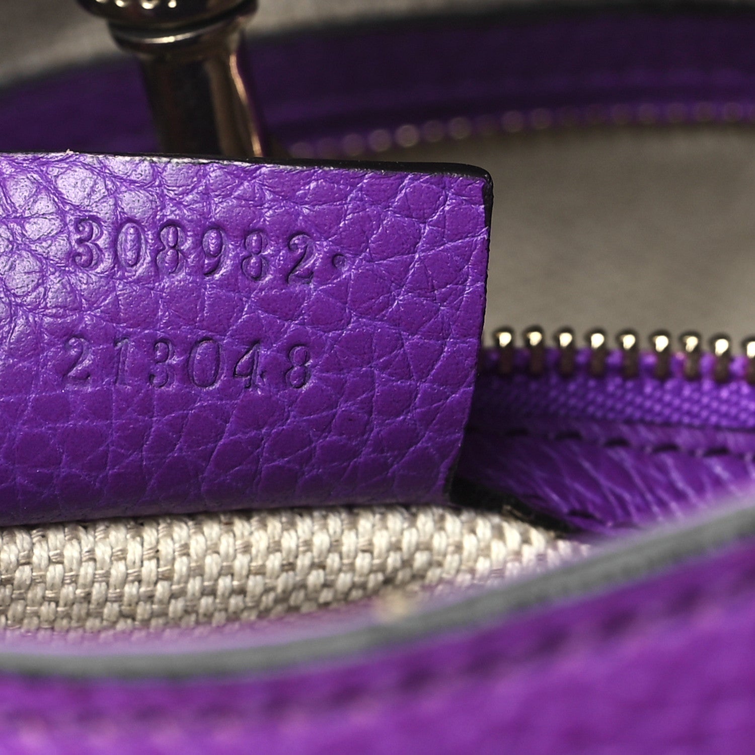 Gucci Pebbled Calfskin Medium Soho Chain Shoulder Bag Shine Purple 7 of 12