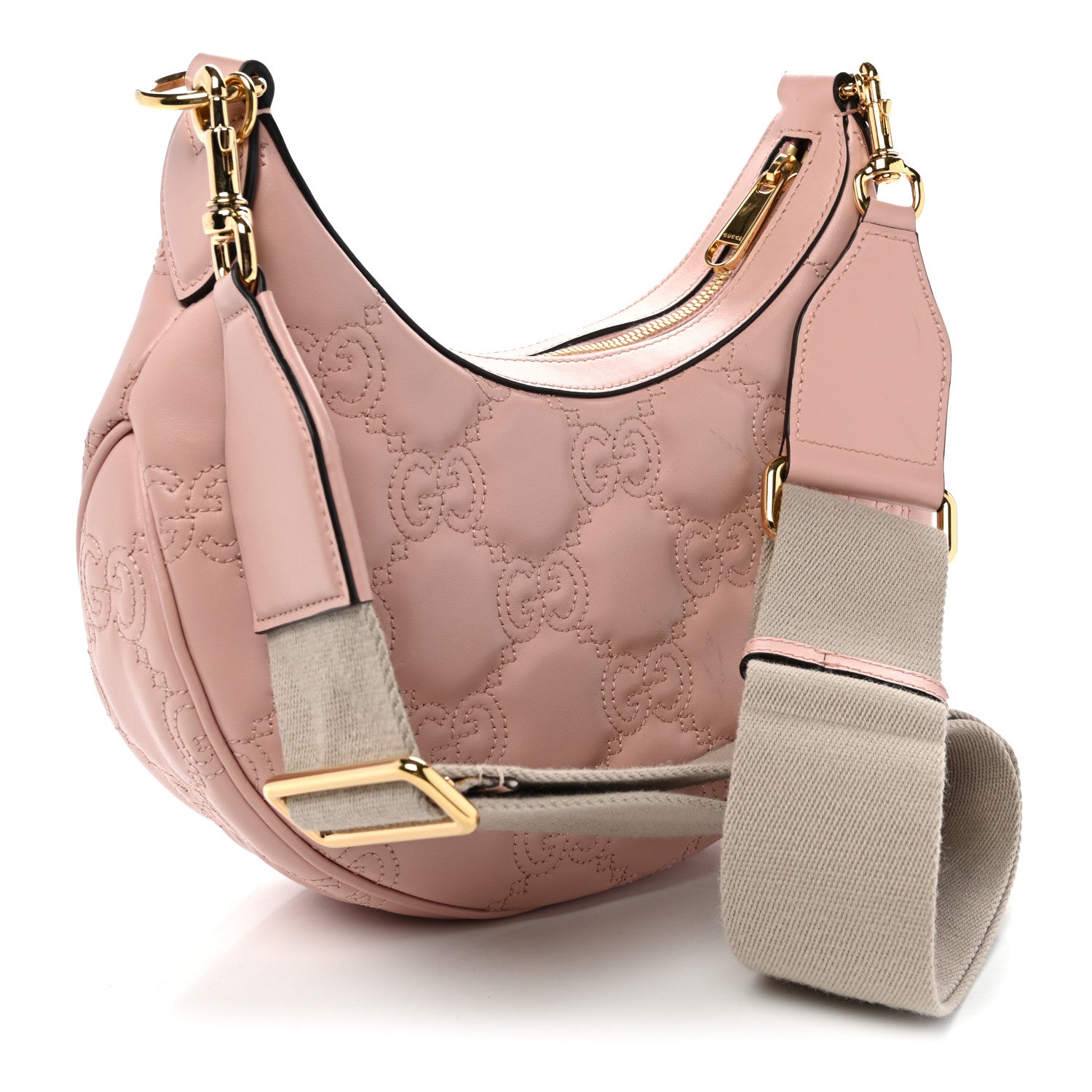 Gucci Calfskin GG Matelasse Small Hobo Shoulder Bag Perfect Pink Natural 3 of 13