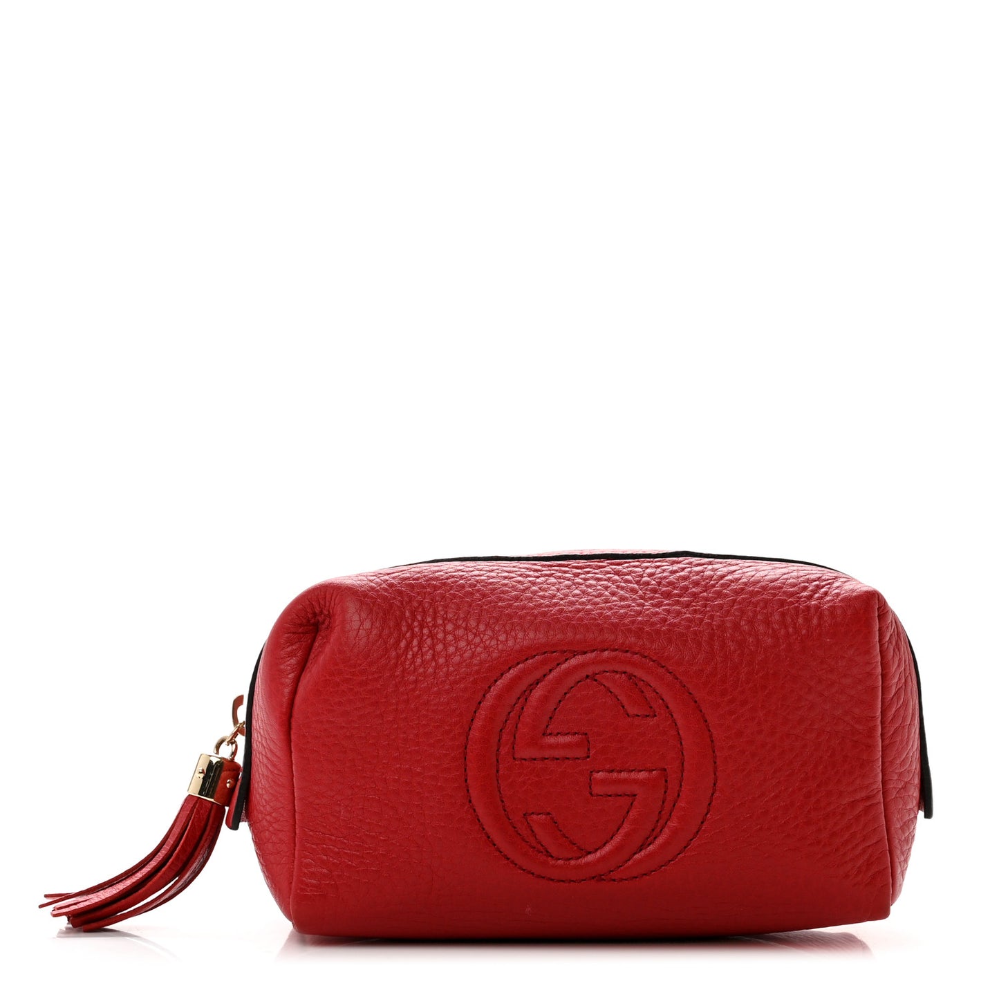 Pebbled Calfskin Medium Soho Cosmetic Case Red