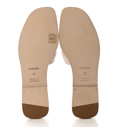 Hermes Box Calfskin Oran Sandals 41 Rose Pale 5 of 9