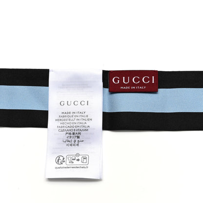 Gucci Silk Twill Floral Print Neck Bow Scarf Black Blue 3 of 3