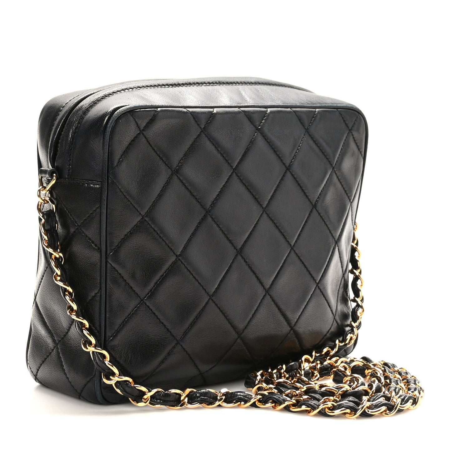 Lambskin Quilted Camera Case Black