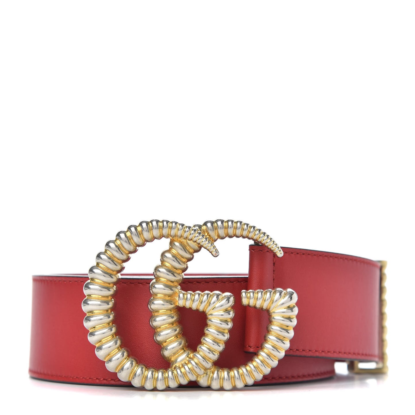Moon Calfskin Torchon Double G 40mm Belt 80 32 Hibiscus Red