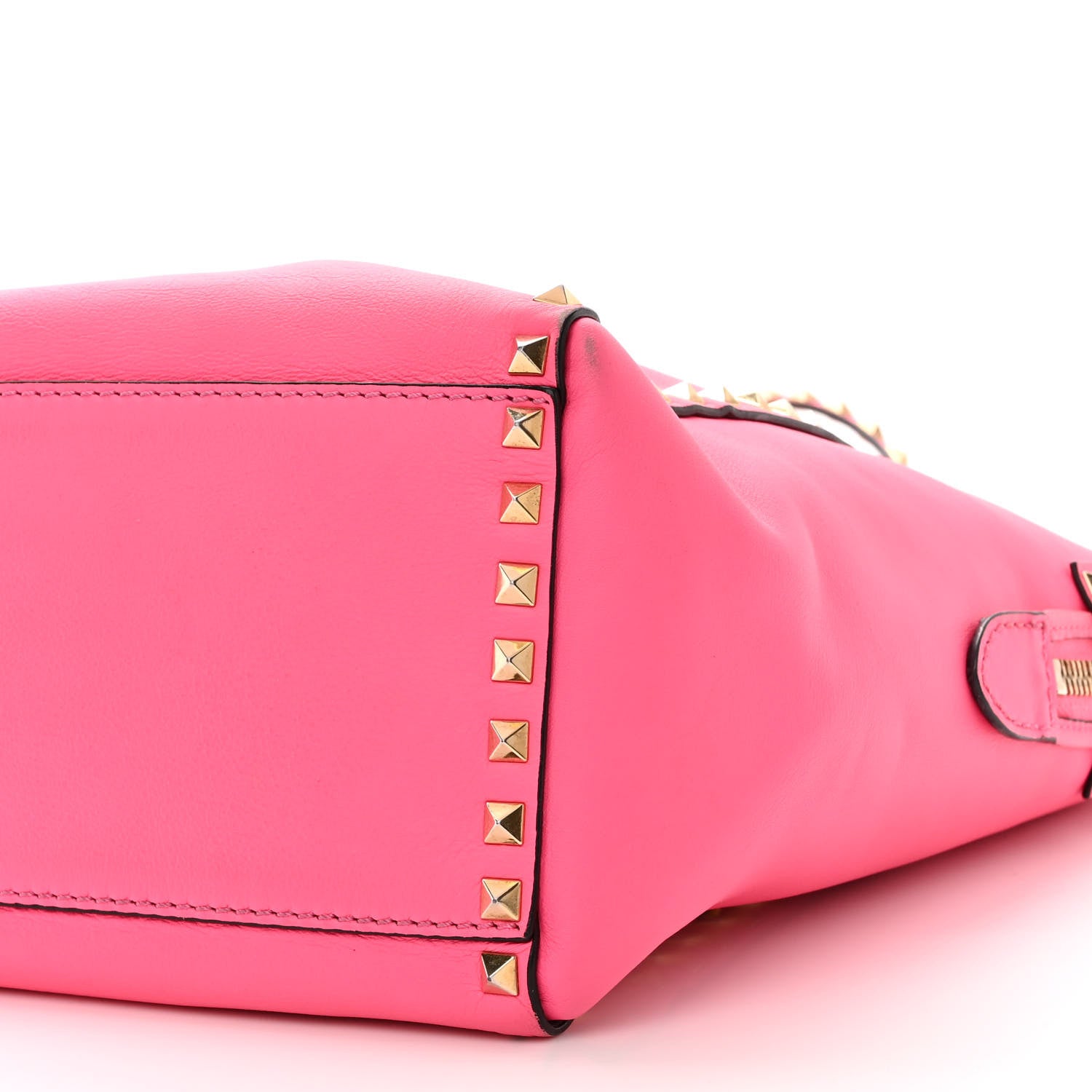 Valentino Garavani Vitello Rockstud Double Handle Tote Fuxia Fluo 11 of 15