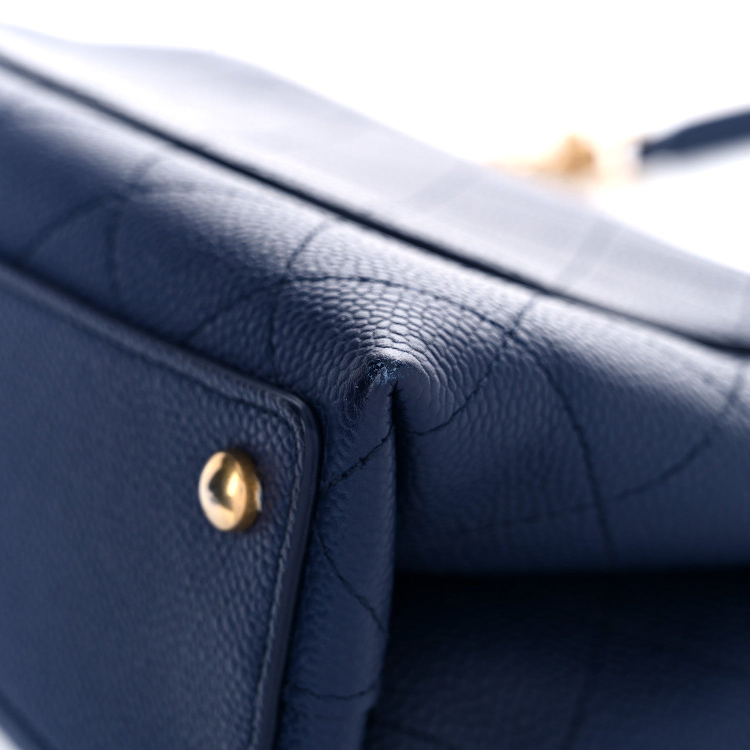 Chanel Caviar Diamond Stitched Top Handle Flap Navy 10 of 11