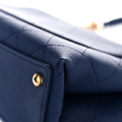 Chanel Caviar Diamond Stitched Top Handle Flap Navy 10 of 11