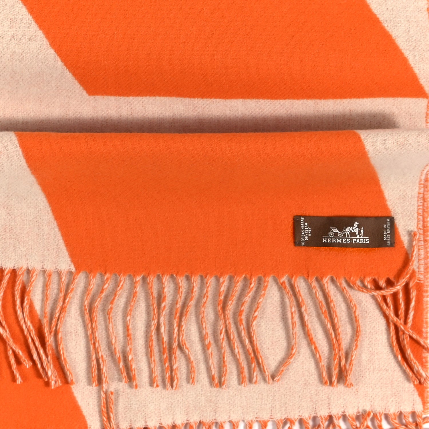 Hermes Cashmere Casaque Optique Muffler Orange 3 of 3