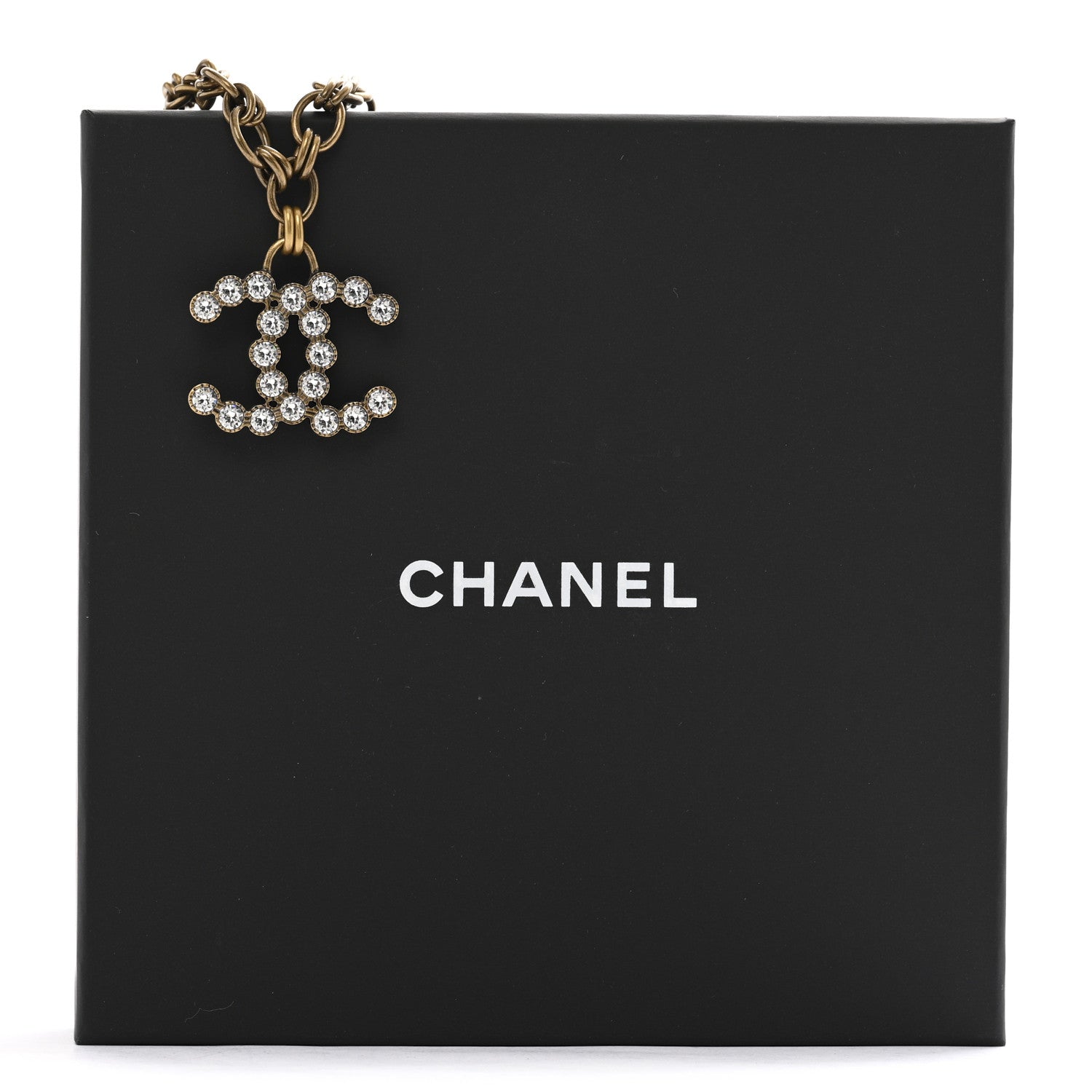 Chanel Crystal Chain Link CC Necklace Gold 6 of 6