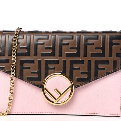 Fendi Vitello Cruise F is Fendi FF 1974 Embossed Medium Envelope Wallet On Chain Maya Black Peonia 9 of 9