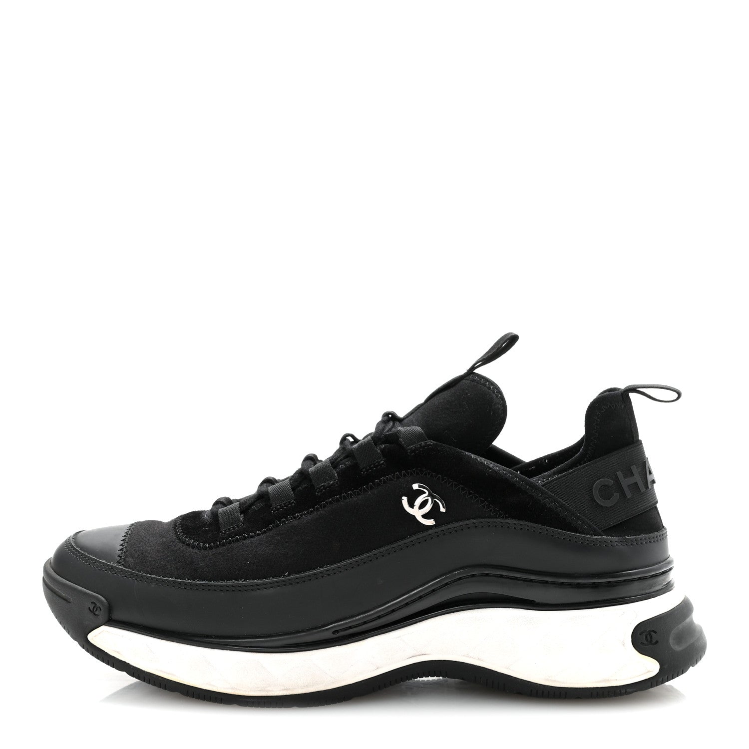 Chanel Velvet Calfskin Mixed Fibers Mens CC Sneakers 41 Black 2 of 18