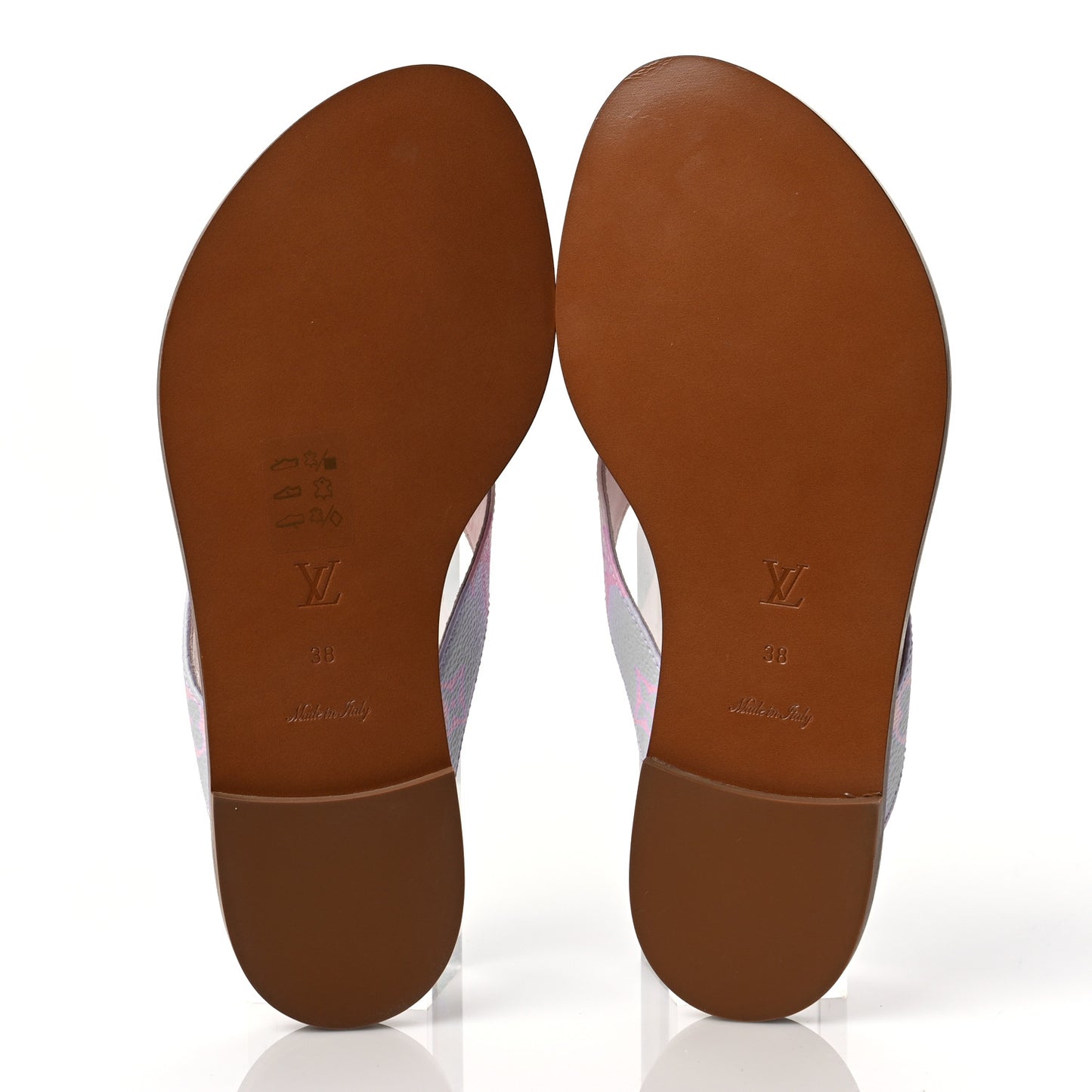 Monogram Sunny Flat Thong Sandals 38 Rose Clair Pink