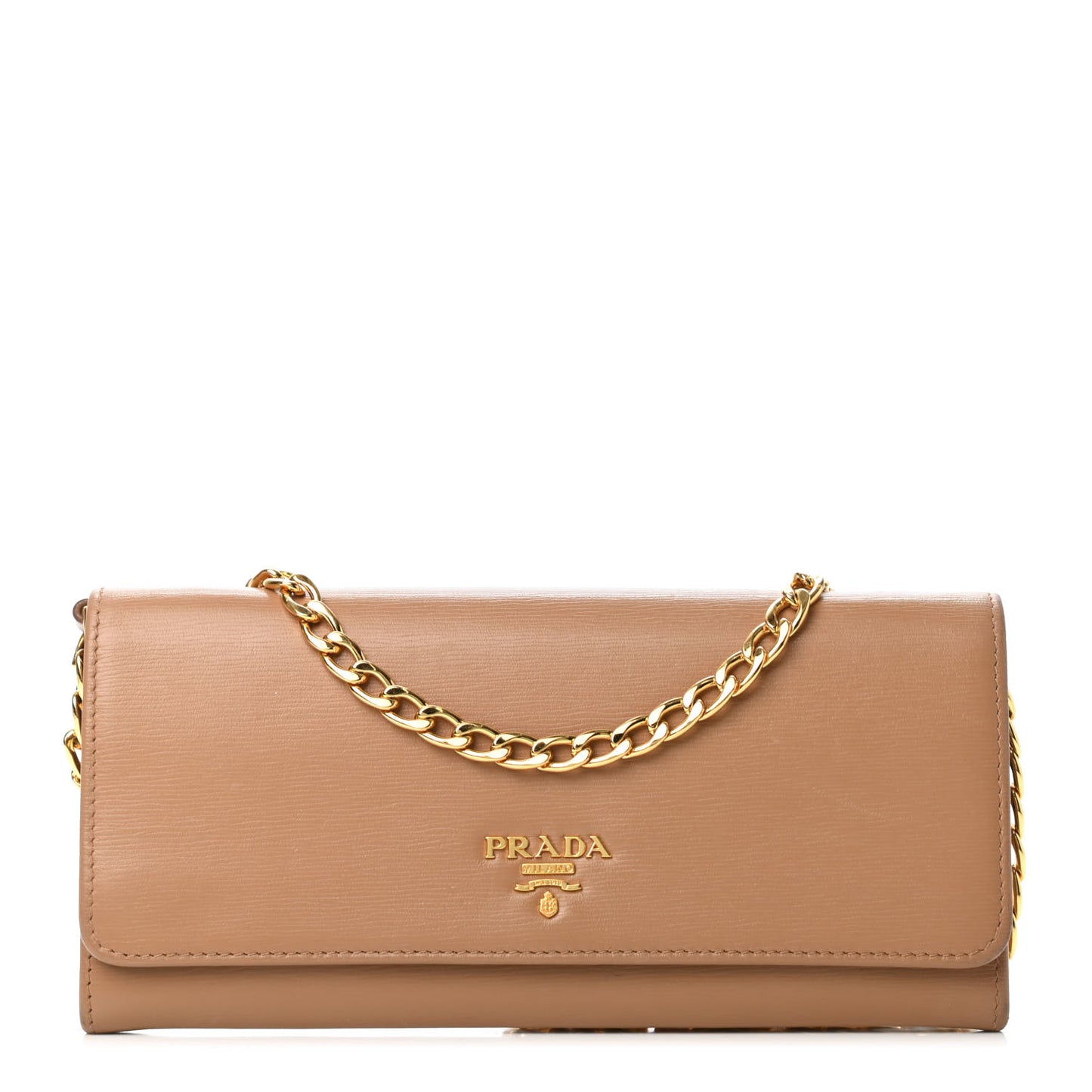 Vitello Move Metal Oro Chain Wallet Naturale