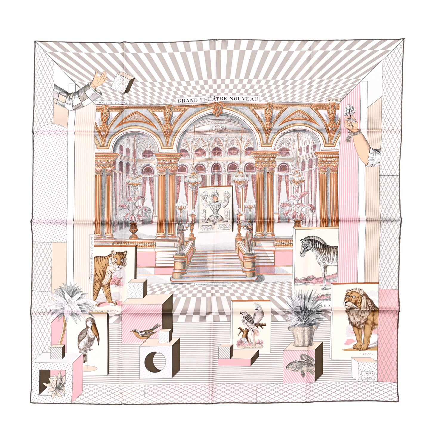 Silk Grand Theatre Nouveau Scarf 90 Rose Pale Etoupe