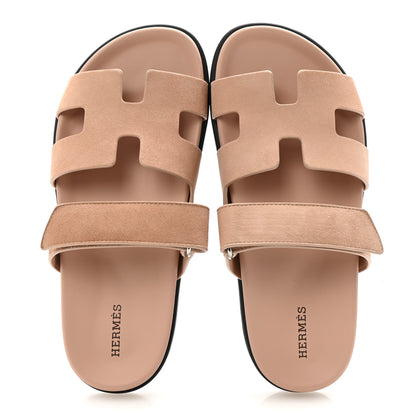 Hermes Suede Goatskin Womens Chypre Sandals 38 Nude 2 of 10