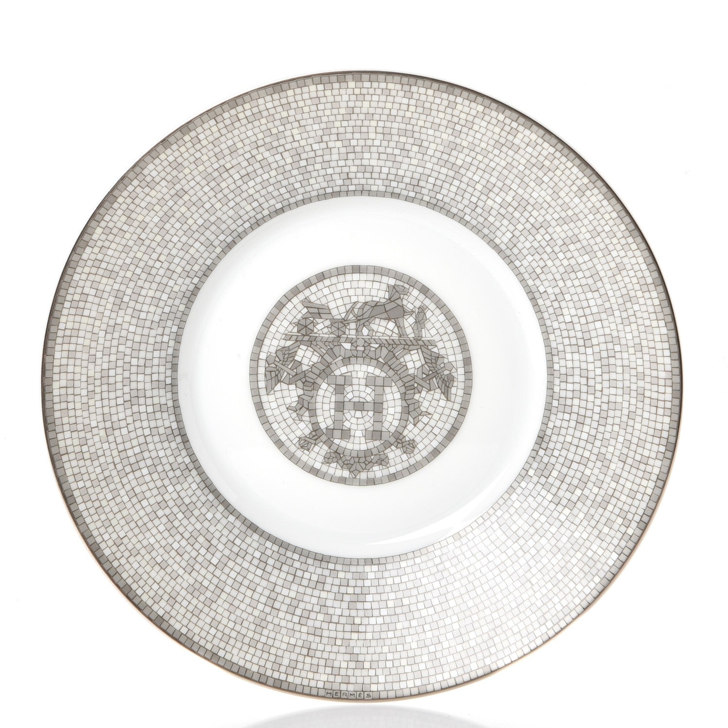 Hermes Porcelain Mosaique Au 24 Breakfast Cup And Saucer Set Of 2 Platine 18 of 27