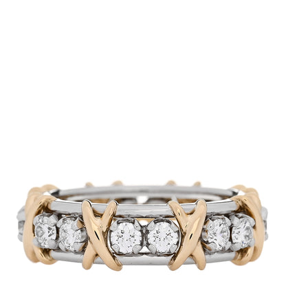 Tiffany Platinum 18K Yellow Gold Diamond Schlumberger Sixteen Stone Ring 54 7 3 of 7