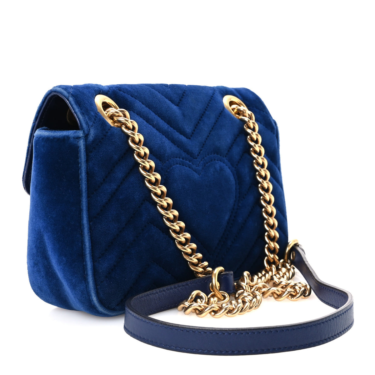 Velvet Matelasse Mini GG Marmont Shoulder Bag Cobalt Blue