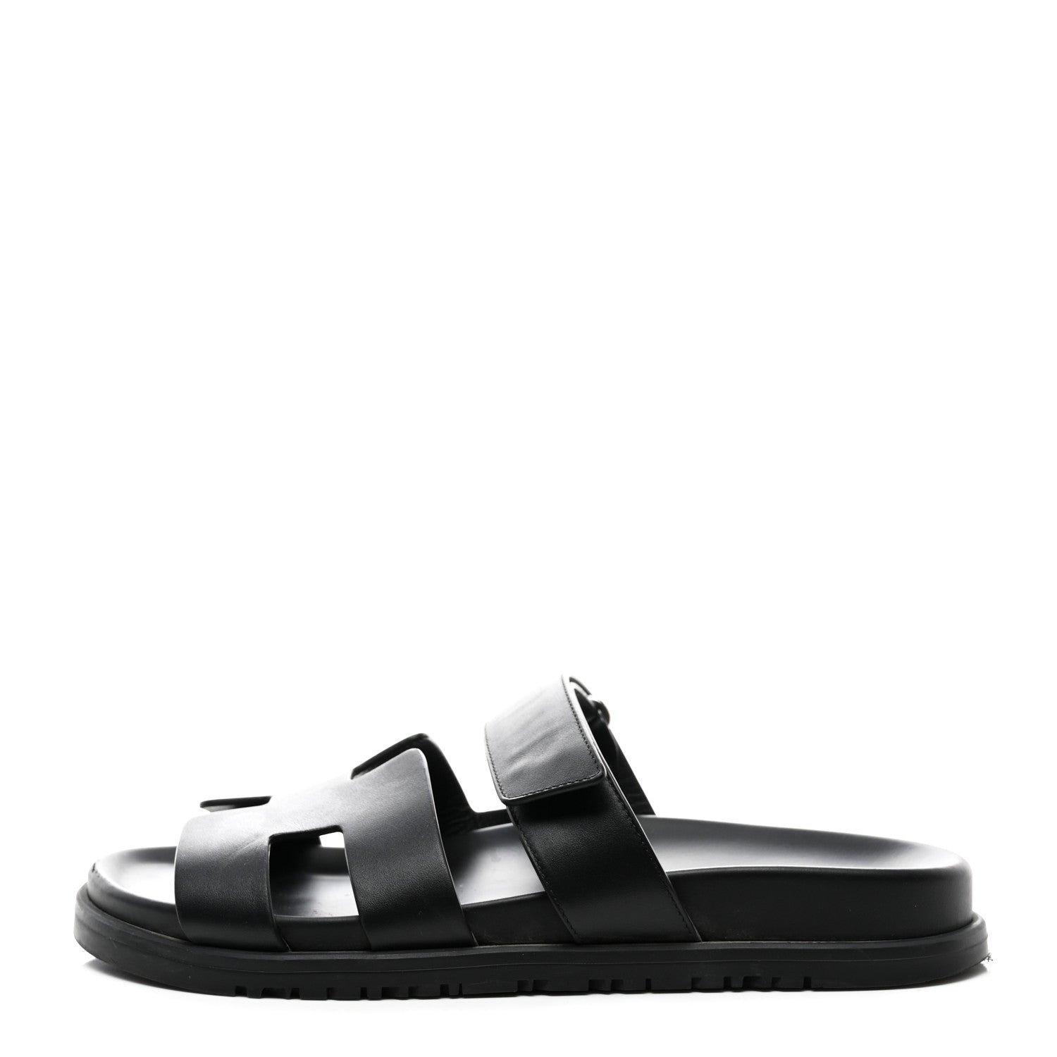 Hermes Calfskin Womens Chypre Sandals 38 Black 1 of 11