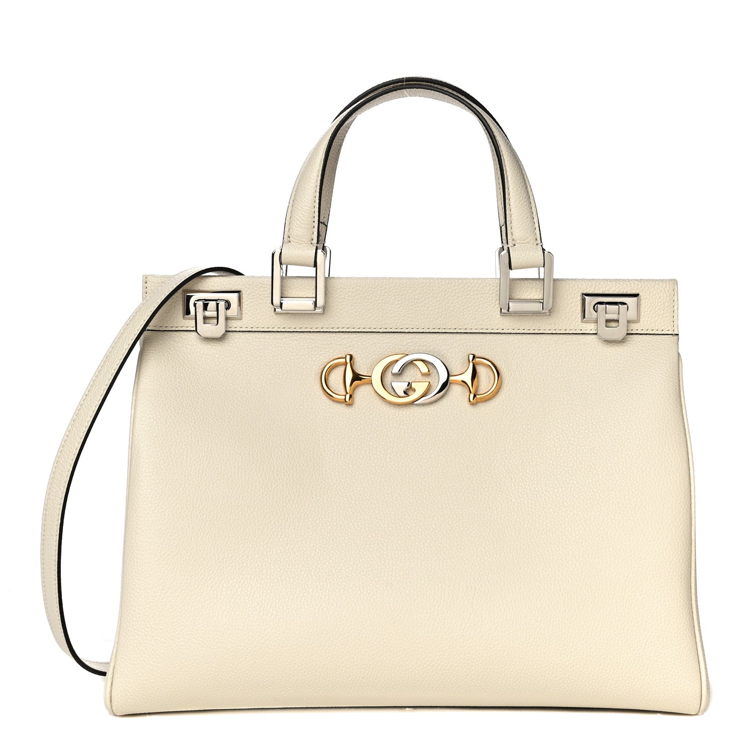 Gucci Grainy Calfskin Medium Zumi Top Handle Bag Mystic White 1 of 11