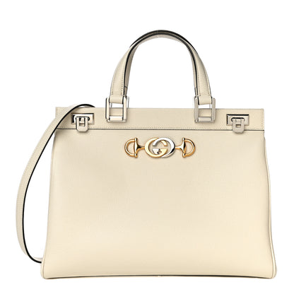 Gucci Grainy Calfskin Medium Zumi Top Handle Bag Mystic White 1 of 11