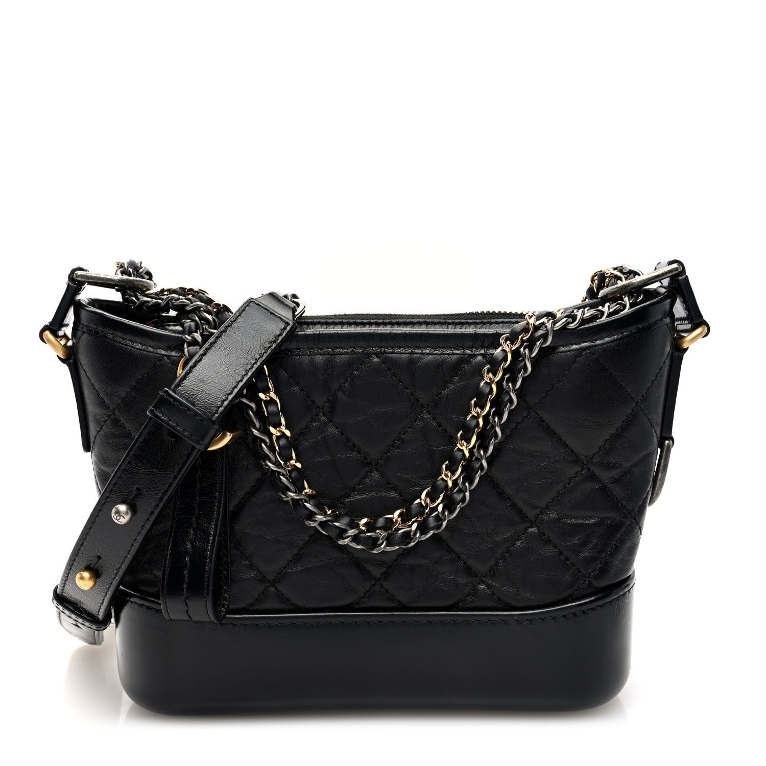 Chanel Aged Calfskin Quilted Small Gabrielle Hobo Black 1 of 11