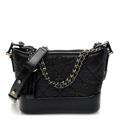 Chanel Aged Calfskin Quilted Small Gabrielle Hobo Black 1 of 11