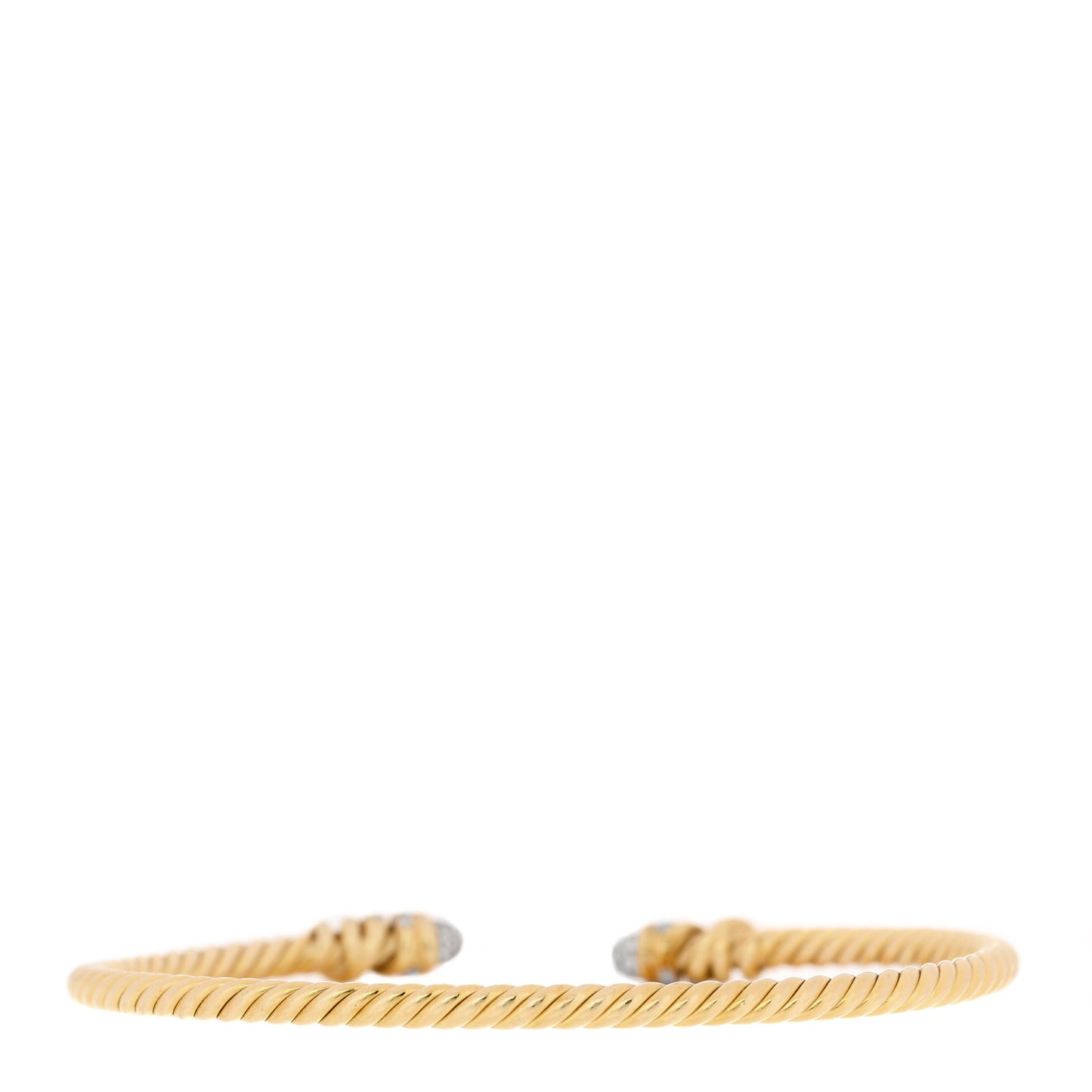 18K Yellow Gold Diamond 3mm Petite Helena Cuff Bracelet