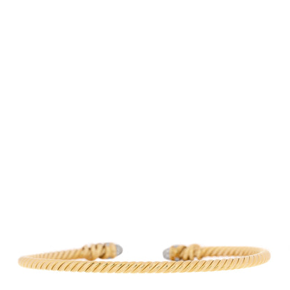 David Yurman 18K Yellow Gold Diamond 3mm Petite Helena Cuff Bracelet 2 of 4