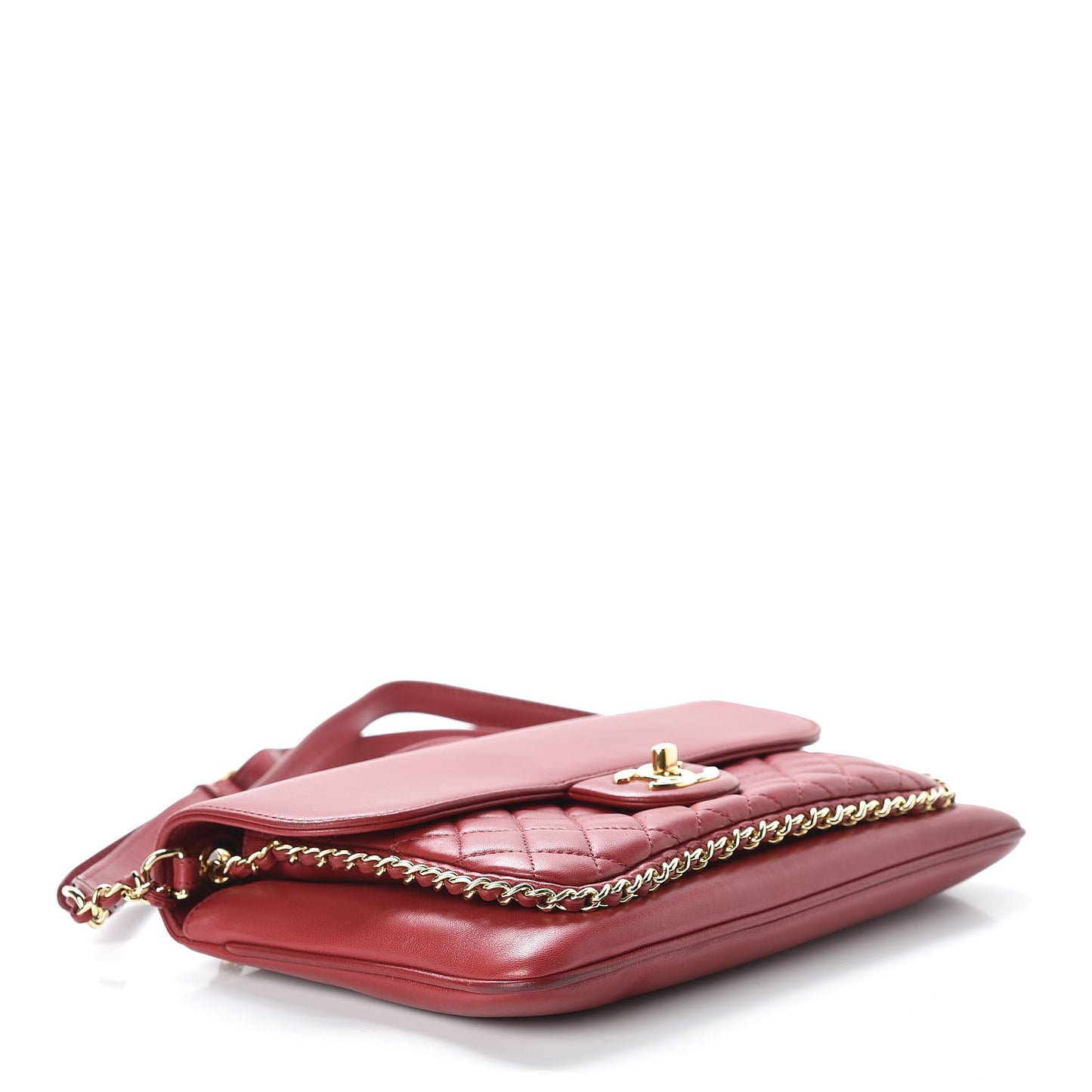 Lambskin Quilted Large CC Unchained Crossbody Red