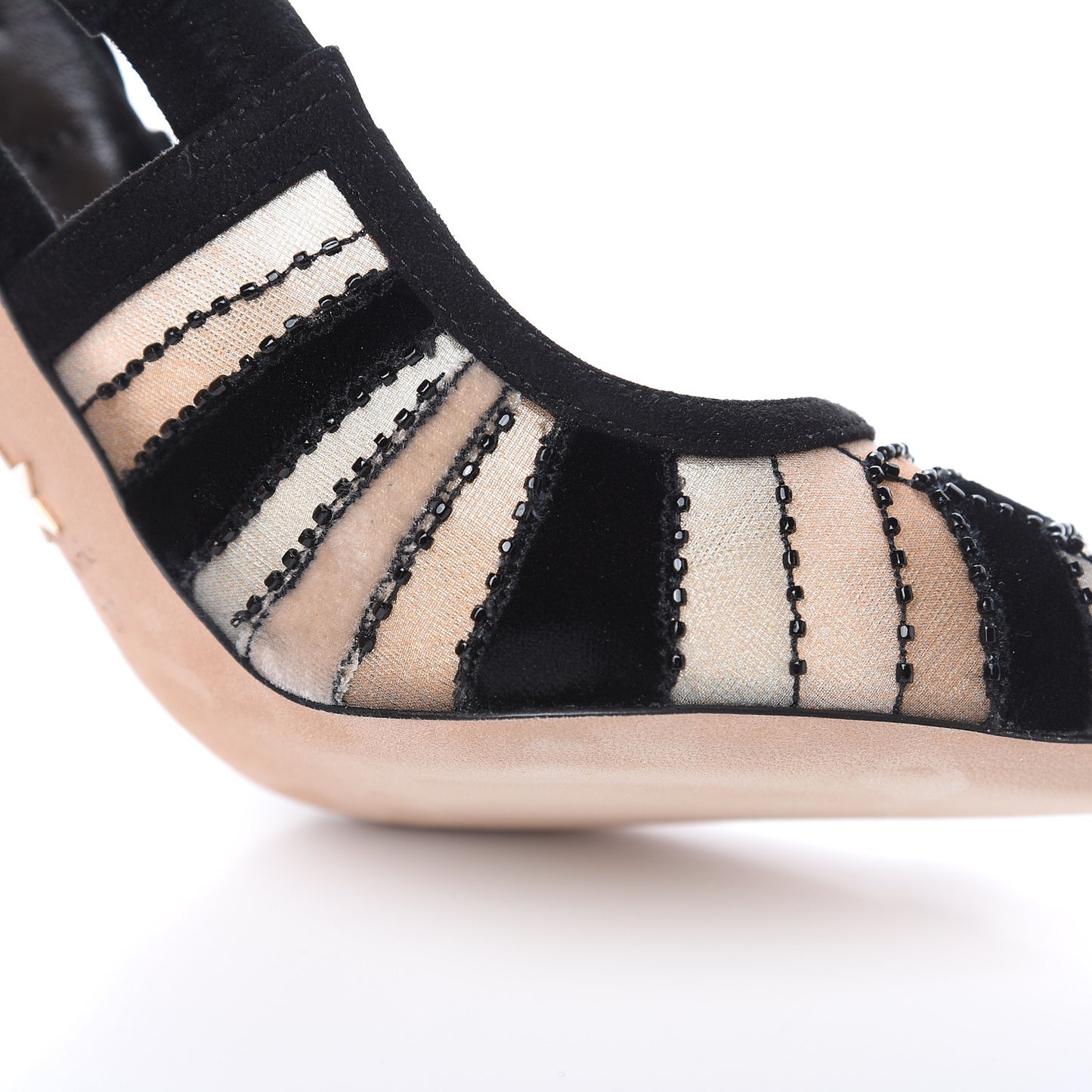 Suede Tulle Velvet Embroidered Sweet D Sling-Back Pumps 37 Pink Grey