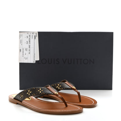 Louis Vuitton Monogram Sunny Flat Thong Sandals 37.5 Brown 9 of 9