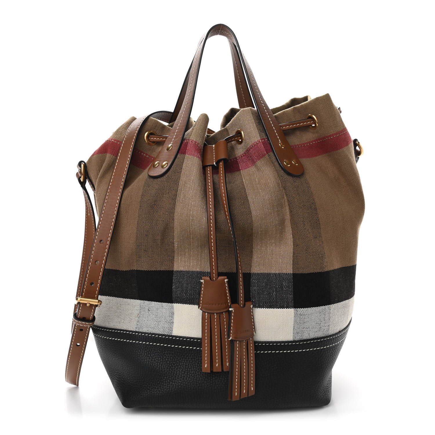 Burberry Grainy Calfskin House Check Canvas Medium Heston Crossbody Tan 3 of 10