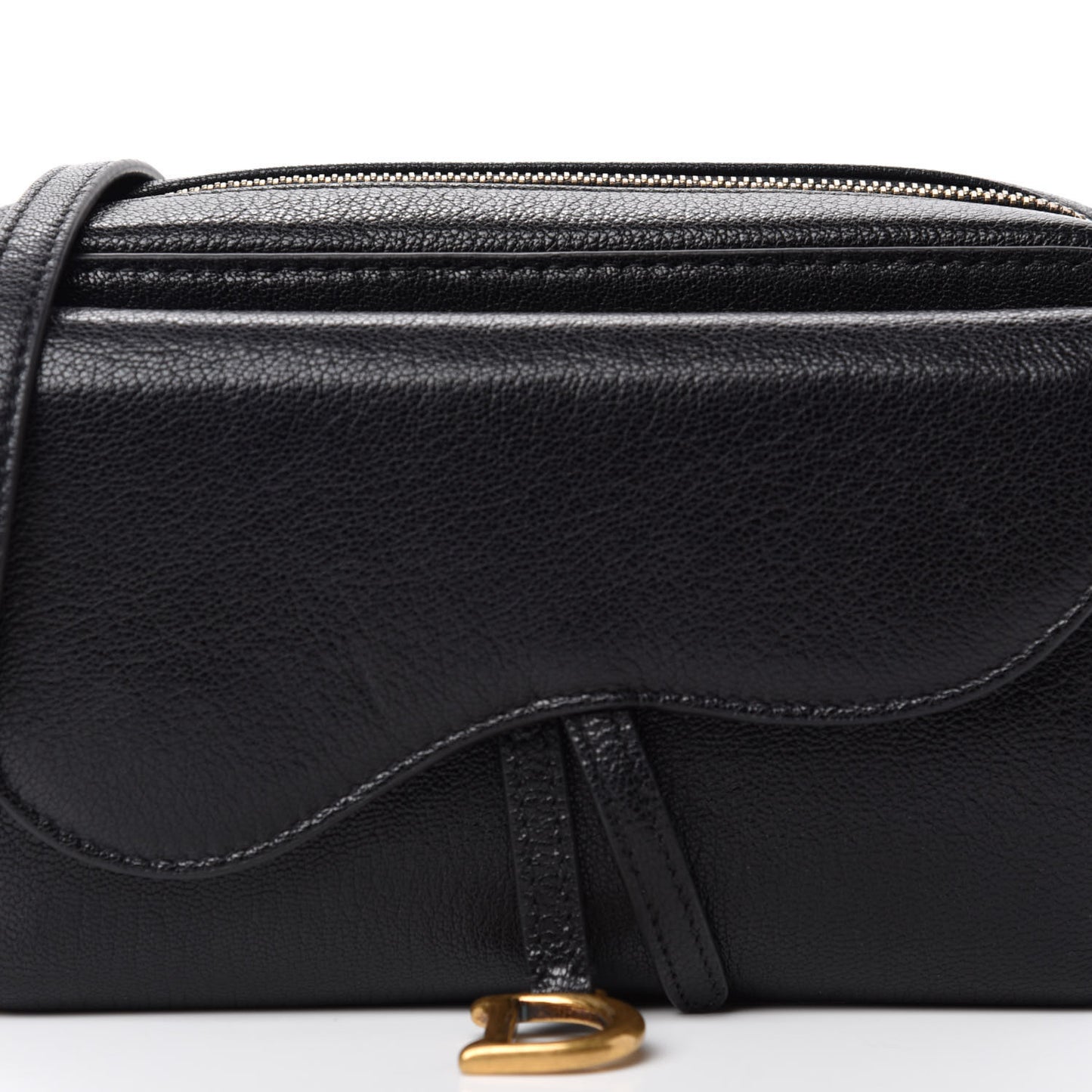 Goatskin Double Saddle Pouch Black