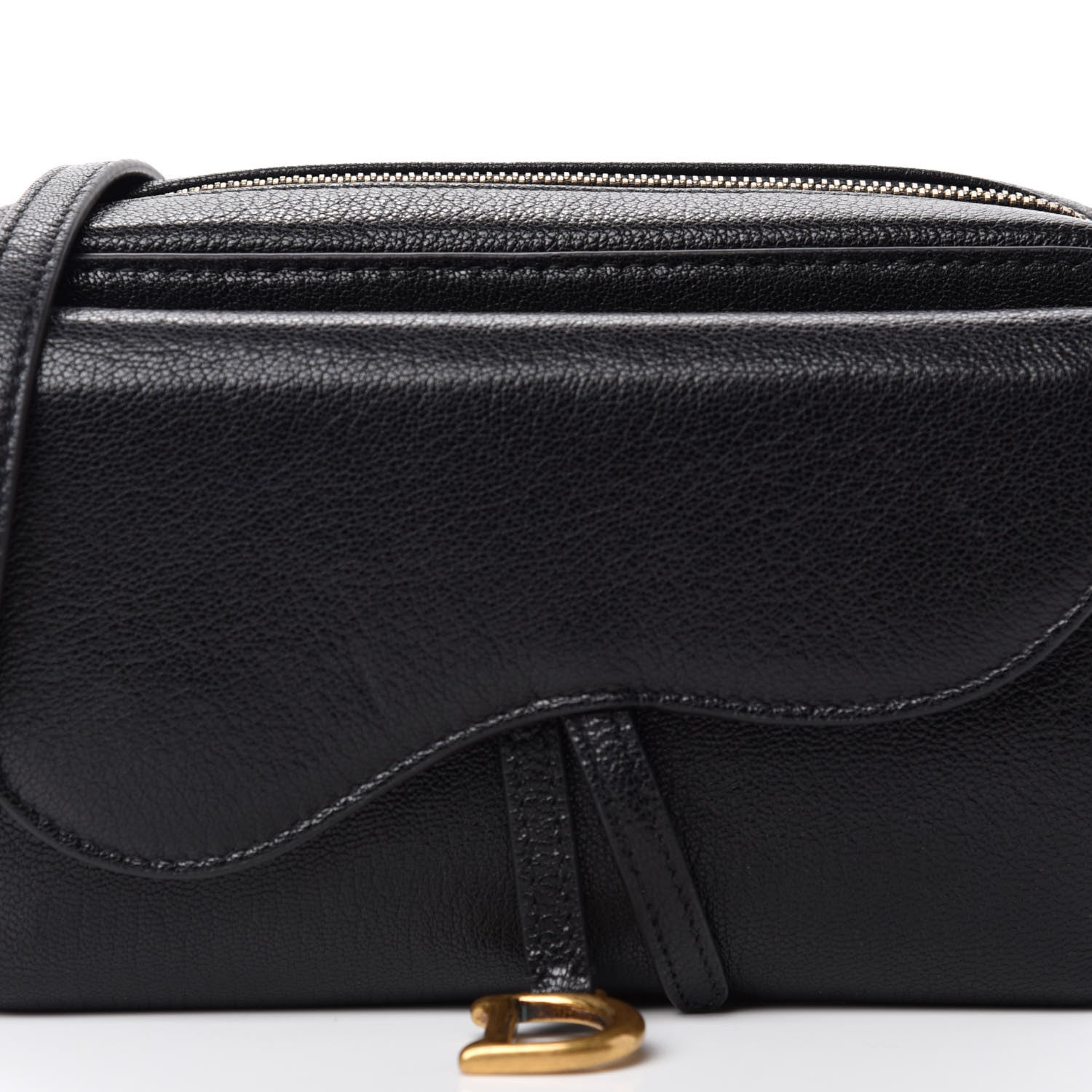 Christian Dior Goatskin Double Saddle Pouch Black 9 of 10