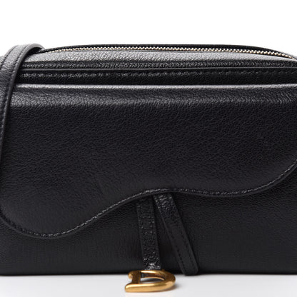 Christian Dior Goatskin Double Saddle Pouch Black 9 of 10