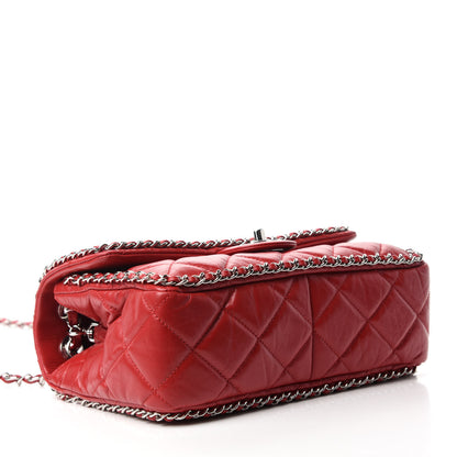 Chanel Crumpled Calfskin Medium Chain All Over Flap Red 5 of 12