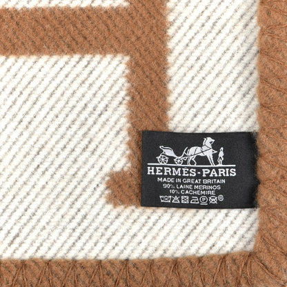 Hermes Wool Cashmere Avalon Blanket Ecru Camel 3 of 3