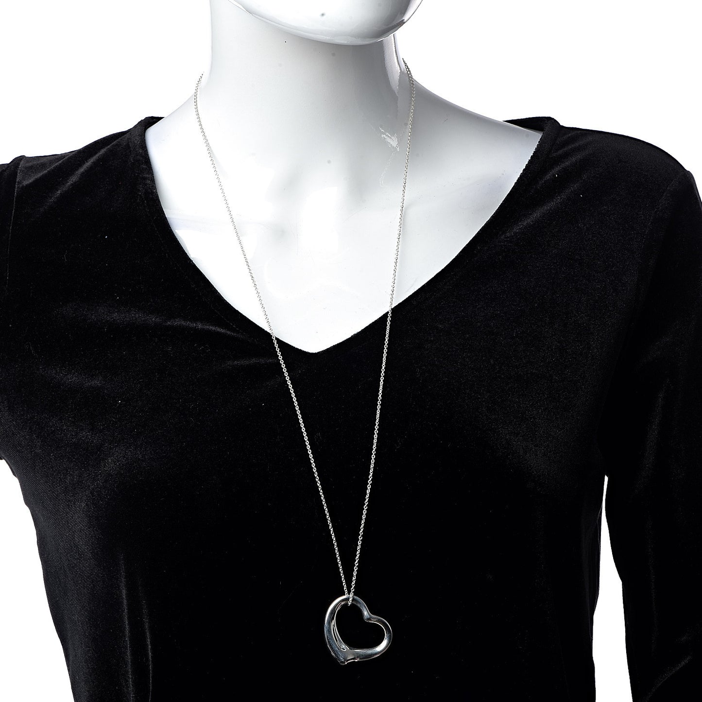 Sterling Silver 36mm Elsa Peretti Open Heart Pendant Necklace