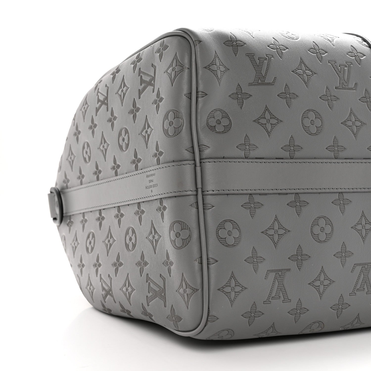 Louis Vuitton Calfskin Monogram Shadow Keepall Bandouliere 50 Anthracite Gray 7 of 12