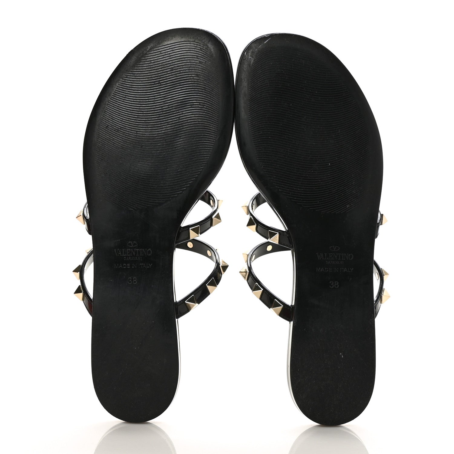 Valentino Garavani PVC Jelly Rockstud Caged Flat Thong Sandals 38 Black 5 of 7