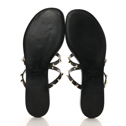 Valentino Garavani PVC Jelly Rockstud Caged Flat Thong Sandals 38 Black 5 of 7