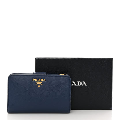 Prada Saffiano Metal Compact Wallet Bluette 15 of 15