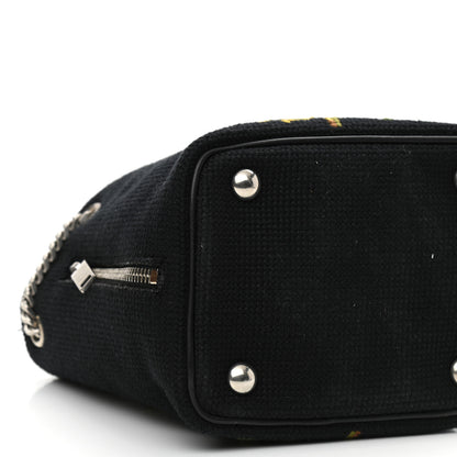 Saint Laurent Woven Wool Embroidered Baby Emmanuelle Bucket Bag Black 9 of 10