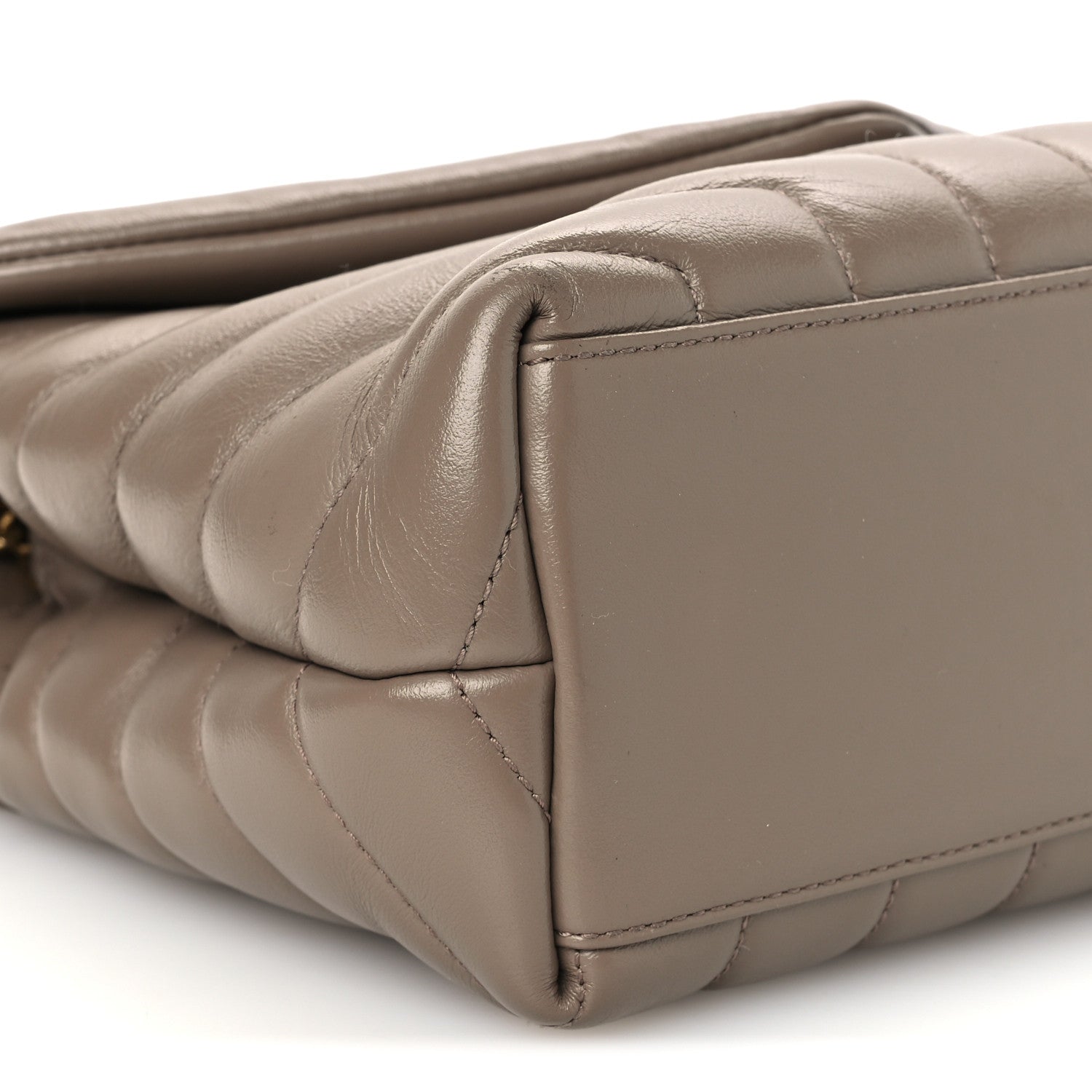 Saint Laurent Calfskin Y Quilted Monogram Small Loulou Chain Satchel Dark Beige 9 of 10
