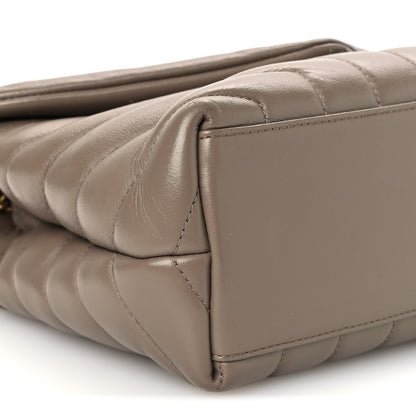 Saint Laurent Calfskin Y Quilted Monogram Small Loulou Chain Satchel Dark Beige 9 of 10