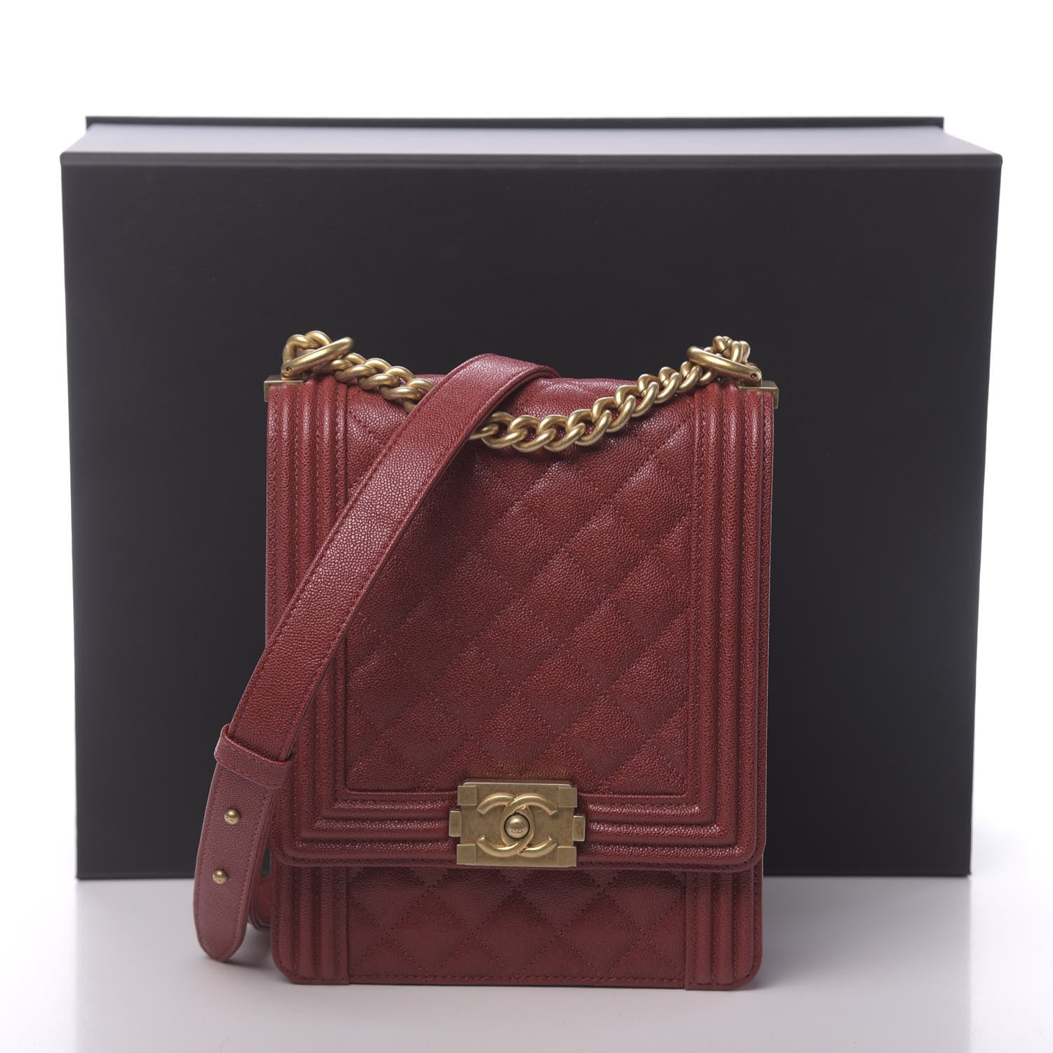Chanel Caviar Quilted North South Boy Flap Red 11 of 11