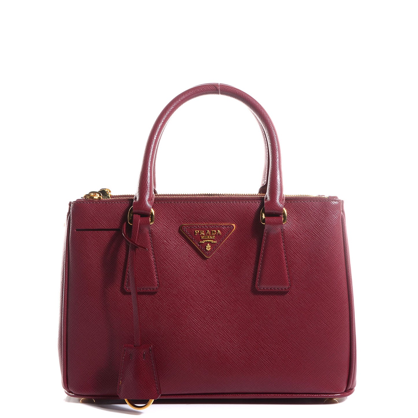 Saffiano Lux Mini Double Zip Tote Cherry