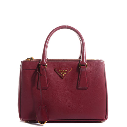 Prada Saffiano Lux Mini Double Zip Tote Cherry 1 of 11
